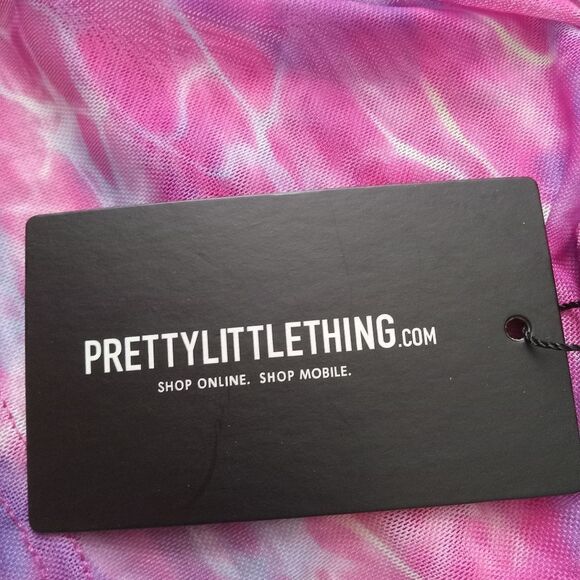 PLT Pink and Purple Watercolor Print Mesh Cowl Neck Cropped Cami Women's Size 22 - Picture 6 of 12